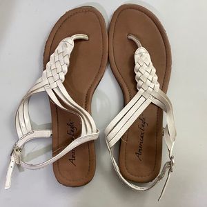 white braided sandals